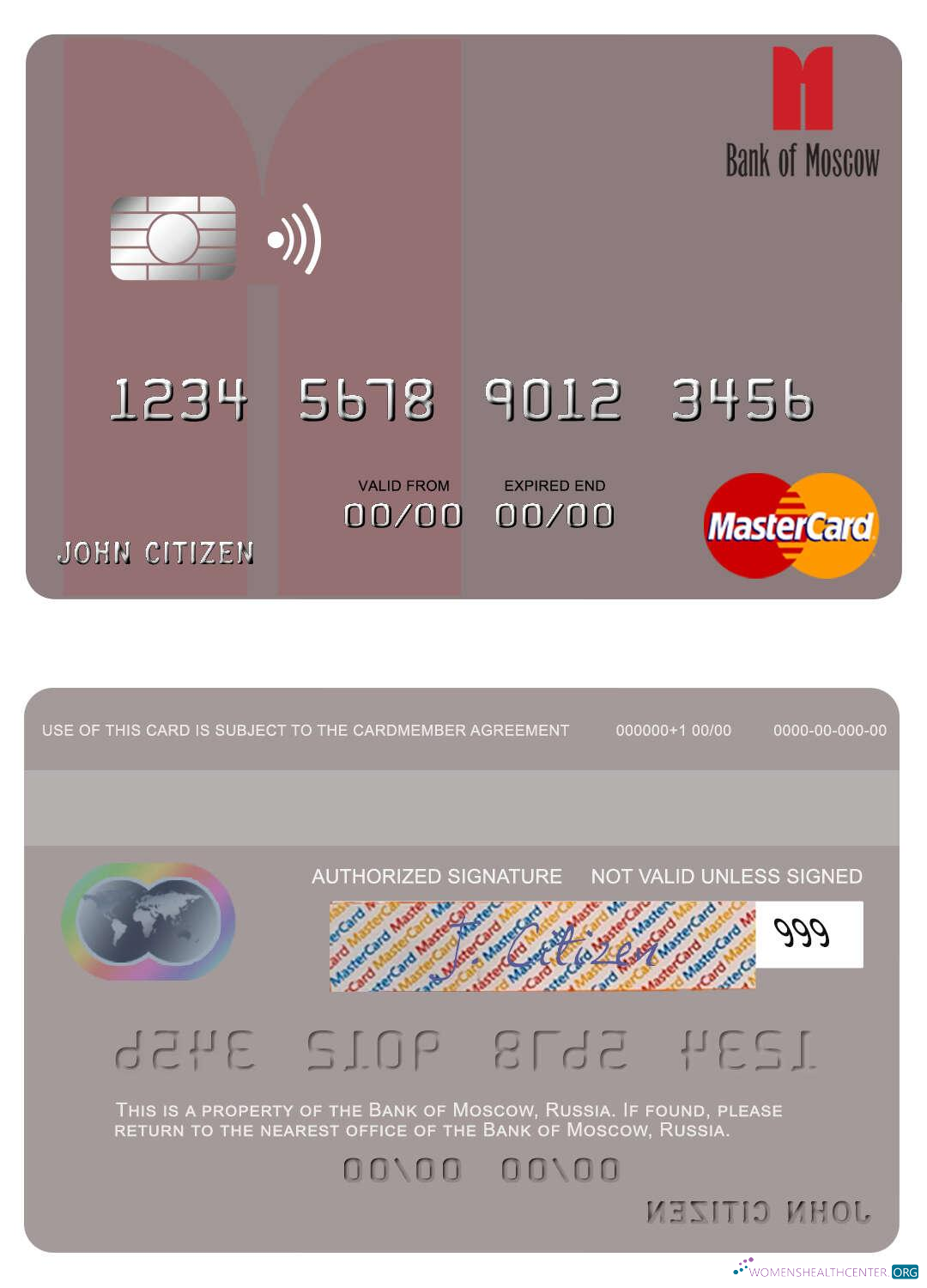 Download Russia Bank of Moscow mastercard Photoshop template